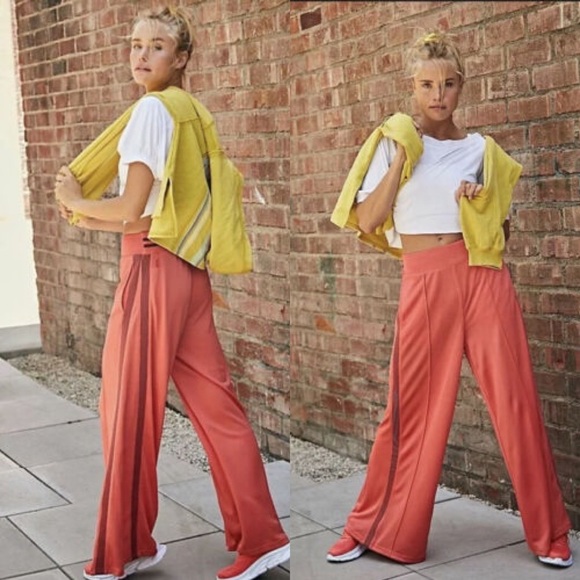 Free People Pants - BNWOT Free People Movement Game Winner Side Stripe Pull On Wide Leg Pants